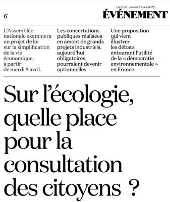 Article du Journal La Croix du 8/04/2025